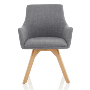 Maria Grey Fabric Wooden Leg Visitor Chair - Image 2