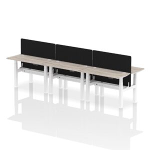 Breeze Back-to-Back Slimline Height Adjustable Bench Desk - 6 Person with Black Straight Screen - Image 6