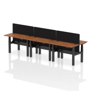 Breeze Back-to-Back Slimline Height Adjustable Bench Desk - 6 Person with Black Straight Screen - Image 13