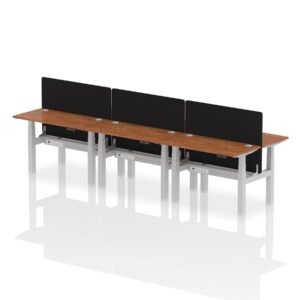 Breeze Back-to-Back Slimline Height Adjustable Bench Desk - 6 Person with Black Straight Screen - Image 14