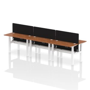 Breeze Back-to-Back Slimline Height Adjustable Bench Desk - 6 Person with Black Straight Screen - Image 15