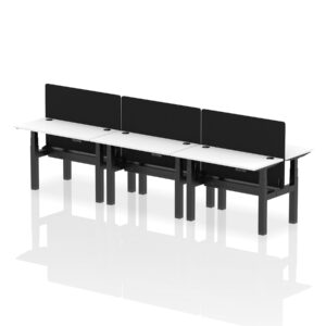 Breeze Back-to-Back Slimline Height Adjustable Bench Desk - 6 Person with Black Straight Screen - Image 16