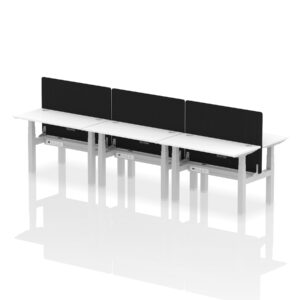 Breeze Back-to-Back Slimline Height Adjustable Bench Desk - 6 Person with Black Straight Screen - Image 17