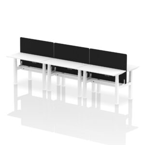 Breeze Back-to-Back Slimline Height Adjustable Bench Desk - 6 Person with Black Straight Screen - Image 18
