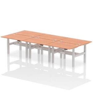 Breeze Back-to-Back Height Adjustable Bench Desk - 6 Person - Image 2