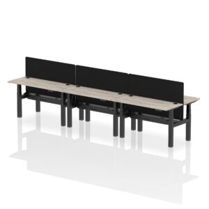 Breeze Back-to-Back Slimline Height Adjustable Bench Desk - 6 Person with Black Straight Screen - Image 22