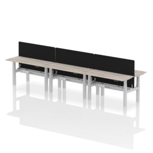 Breeze Back-to-Back Slimline Height Adjustable Bench Desk - 6 Person with Black Straight Screen - Image 23