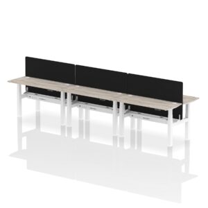 Breeze Back-to-Back Slimline Height Adjustable Bench Desk - 6 Person with Black Straight Screen - Image 24