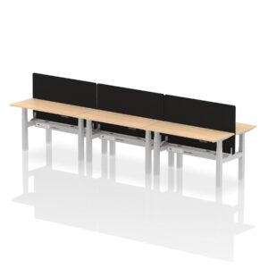 Breeze Back-to-Back Slimline Height Adjustable Bench Desk - 6 Person with Black Straight Screen - Image 26