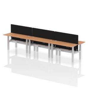 Breeze Back-to-Back Slimline Height Adjustable Bench Desk - 6 Person with Black Straight Screen - Image 29