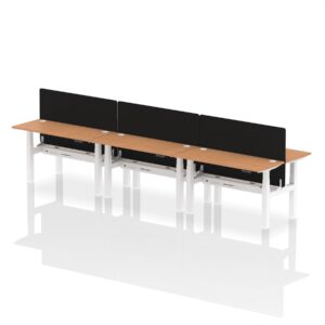 Breeze Back-to-Back Slimline Height Adjustable Bench Desk - 6 Person with Black Straight Screen - Image 30