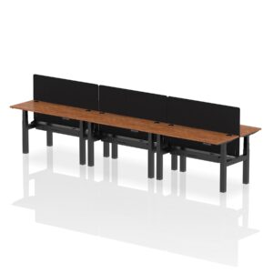 Breeze Back-to-Back Slimline Height Adjustable Bench Desk - 6 Person with Black Straight Screen - Image 31