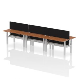 Breeze Back-to-Back Slimline Height Adjustable Bench Desk - 6 Person with Black Straight Screen - Image 32