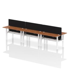 Breeze Back-to-Back Slimline Height Adjustable Bench Desk - 6 Person with Black Straight Screen - Image 33