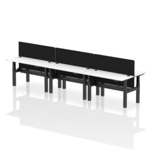 Breeze Back-to-Back Slimline Height Adjustable Bench Desk - 6 Person with Black Straight Screen - Image 34