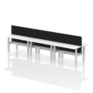 Breeze Back-to-Back Slimline Height Adjustable Bench Desk - 6 Person with Black Straight Screen - Image 35