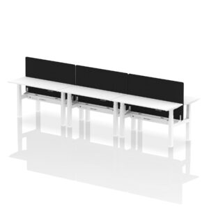 Breeze Back-to-Back Slimline Height Adjustable Bench Desk - 6 Person with Black Straight Screen - Image 36