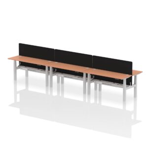 Breeze Back-to-Back Slimline Height Adjustable Bench Desk - 6 Person with Black Straight Screen - Image 38