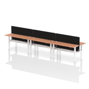 Breeze Back-to-Back Slimline Height Adjustable Bench Desk - 6 Person with Black Straight Screen - Image 39