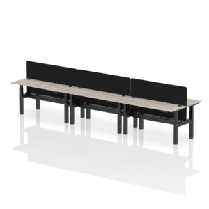 Breeze Back-to-Back Slimline Height Adjustable Bench Desk - 6 Person with Black Straight Screen - Image 40