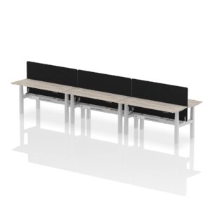 Breeze Back-to-Back Slimline Height Adjustable Bench Desk - 6 Person with Black Straight Screen - Image 41