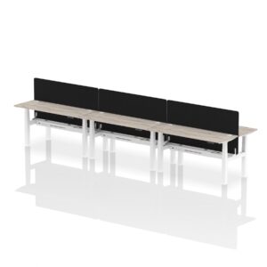 Breeze Back-to-Back Slimline Height Adjustable Bench Desk - 6 Person with Black Straight Screen - Image 42