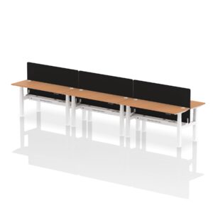 Breeze Back-to-Back Slimline Height Adjustable Bench Desk - 6 Person with Black Straight Screen - Image 48