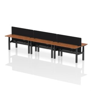 Breeze Back-to-Back Slimline Height Adjustable Bench Desk - 6 Person with Black Straight Screen - Image 49