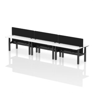 Breeze Back-to-Back Slimline Height Adjustable Bench Desk - 6 Person with Black Straight Screen - Image 52