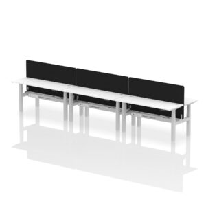 Breeze Back-to-Back Slimline Height Adjustable Bench Desk - 6 Person with Black Straight Screen - Image 53