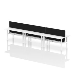 Breeze Back-to-Back Slimline Height Adjustable Bench Desk - 6 Person with Black Straight Screen - Image 54