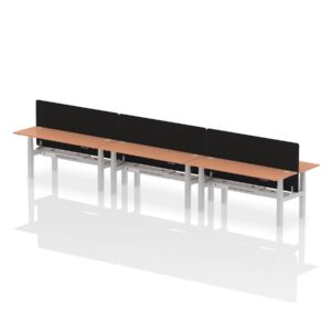 Breeze Back-to-Back Slimline Height Adjustable Bench Desk - 6 Person with Black Straight Screen - Image 56