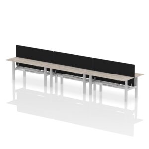 Breeze Back-to-Back Slimline Height Adjustable Bench Desk - 6 Person with Black Straight Screen - Image 59