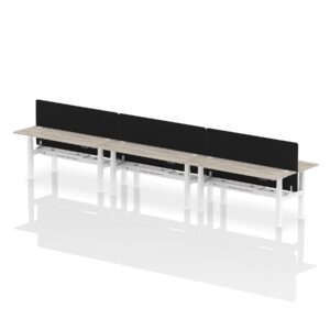 Breeze Back-to-Back Slimline Height Adjustable Bench Desk - 6 Person with Black Straight Screen - Image 60