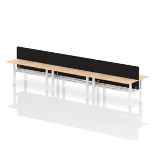 Breeze Back-to-Back Slimline Height Adjustable Bench Desk - 6 Person with Black Straight Screen - Image 63