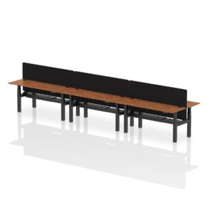 Breeze Back-to-Back Slimline Height Adjustable Bench Desk - 6 Person with Black Straight Screen - Image 67