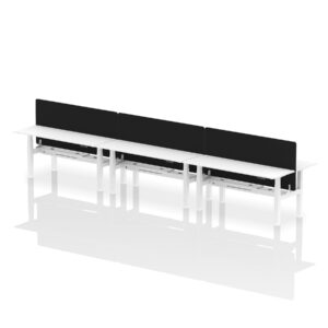 Breeze Back-to-Back Slimline Height Adjustable Bench Desk - 6 Person with Black Straight Screen - Image 72
