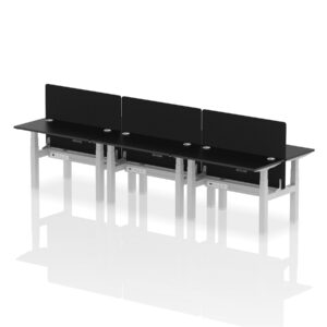 Breeze Back-to-Back Slimline Height Adjustable Bench Desk - 6 Person with Black Straight Screen - Image 74