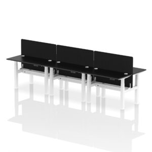 Breeze Back-to-Back Slimline Height Adjustable Bench Desk - 6 Person with Black Straight Screen - Image 75