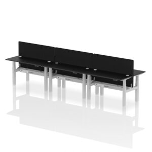 Breeze Back-to-Back Slimline Height Adjustable Bench Desk - 6 Person with Black Straight Screen - Image 77