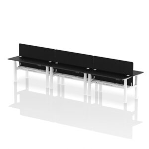 Breeze Back-to-Back Slimline Height Adjustable Bench Desk - 6 Person with Black Straight Screen - Image 81