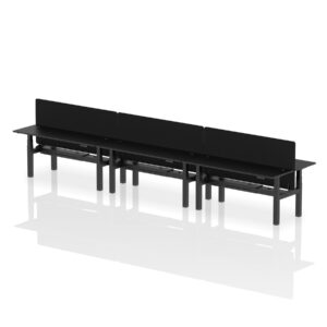 Breeze Back-to-Back Slimline Height Adjustable Bench Desk - 6 Person with Black Straight Screen - Image 82