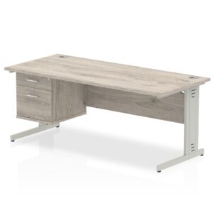 Surge 1800mm Cable Managed Straight Desk With Single Fixed Pedestal - Image 5