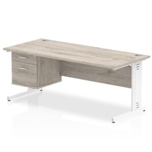 Surge 1800mm Cable Managed Straight Desk With Single Fixed Pedestal - Image 6
