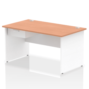 Surge Panel End Straight Desk Frame With Single One Drawer Fixed Pedestal - Image 35