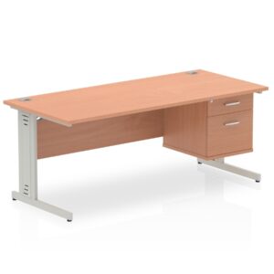 Surge 1800mm Cable Managed Straight Desk With Single Fixed Pedestal