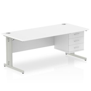 Surge 1800mm Cable Managed Straight Desk With Single Fixed Pedestal - Image 23