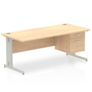 Surge 1800mm Cable Managed Straight Desk With Single Fixed Pedestal - Image 9