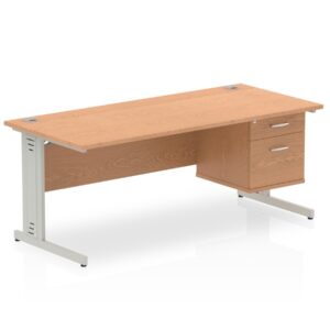 Surge 1800mm Cable Managed Straight Desk With Single Fixed Pedestal - Image 13