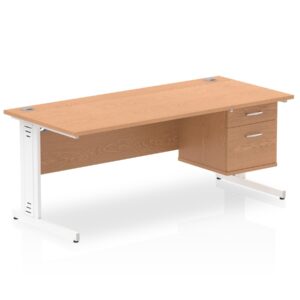 Surge 1800mm Cable Managed Straight Desk With Single Fixed Pedestal - Image 14